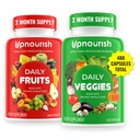פירות אורגניים UpNourish ו- Veggies תוסף - תמיכה דיאטה, ניקוי גוף ואנרגיה - 480 פירות וסופר ירוק כמוסות טבע - פירות וירקות תוספי מזון למבוגרים & ילדים
