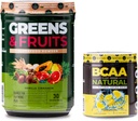 Nutrology Greens & פירות אבקה-Naturly Sourceed Superfood, Vanilla Cinnamon (30 משרתים) BCAA טבעי, צמחי מבוסס BCAA אבקת, Lemonade Flavor (30 משרתים)