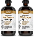 החווה של נורם Black Elderberry Syrup with Honey, Cinnamon & Cloves - Made in USA, Natural Immune Support, No Alcohol or Fillers, Gluten-Free, non-GMO, טבעוני, Pure Elderberry סירופ - 2PK 8 Oz