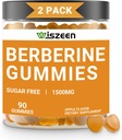 2 Pack Berberine חניכיים, סוכר חינם Berberine תוסף 1500 מ"ג עם Ceylon Cinnamon, Berberine Gummy למבוגרים
