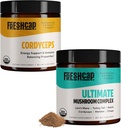 FreshCap Mushrooms Energy Bundle (Cordyceps אבקת ו- Ultimate Mushroom Complexאבקה)