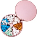 Metal PillPSKer 7 השוואתיות גלולות Dispenser - כבדות גלולת גלולות המכילות גלולת מים המכילה גלולות גדולות יומיות גלולות מקרה תרופה דבק עבור תרופות ויטמין שמן דגים, 0.39lb (Pink)