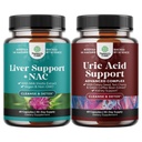 Bundle of Liver Support Supplement with NAC for Liverse and Vegan Uric Acid ניקויse ו Detox for Men and Women's Joints Kidneys ועוד