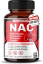 N-Acetyl-L-Cysteine - משופר עם שביל החלב + Quercetin עבור חסינות אופטימאלית, הנשימה, Liver Wellness (180 הרוזן (Pack של 1))