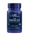 Life Extension Mega ויטמין K2 High Potency for Strong Bones, אשר למד קלינית 45 מ"ג K2 Dosage, מקדם דונות עצם בריאה, Gluten-Free, non-GMO, 30 קפסולות