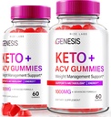 ראשי התיבות של Genesis Keto Keto+ACV חניכיים, תוספת לירידה במשקל מתקדם, All Natural Extreme 2000 מ"ג חניכיים (120mies)
