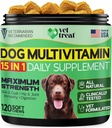 כלב Multivitamin Chewable עם Glucosamine & Salmon שמן - תוצרת ארה"ב - Puppy & בכיר תוספת - 120 Chews- Daily בריאות תמיכה עבור מפרקים, מערכת החיסון, Skin & Coat, Heart & Digestion