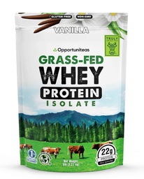 Opportuniteas Grass Fed Vanilla Whey חלבון אבקת Isolate - 22g אבקת חלבון ללא ממתקים מלאכותיים, פרות ללא הורמונים, לא GMO - 5lb