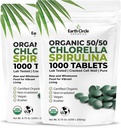 Premium אורגני CHLOR /SPIRULINA 1000 טבליות (50 /50) כשר, טבעוני - ירוק Algae Superfood, racked Cell Wall, Chlorophyll, גבוה בחלבון & ברזל, לא תוספים, או מלא 8.75 Oz (2 Pack)
