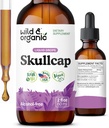 Wild & אורגני Skullcap Tincture - להירגע, Good Mood, Calmness - נוזל Skullcap Herb תוסף - טבעוני, סוכר ואלכוהול חינם טיפות - 2 fl oz