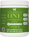VitaHustle One Superfood Super Greens אבקת עם Prebiotics + Probiotics, Bloating, Detox, Gut Health, Spirulina, Chlorella, Enzyive Enmes (Berry Flavor, 25 משרתים)
