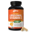 ויטמין C 1700 מ"ג, 180 קפסולות - High Absorption, Fat Soluble VIT C, High Bioavailability Immune System Support & Collagen Booster, Non-GMO, גלולות טבעוניות