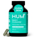 HUM Daily Cleanse Acne תוספים לנשים וגברים, Gentle Digestive ניקוי עבור Clear Skin Support, Zinc, Spirulina, Chlorella, Detoxifying Herbs, אורגני Algae, תוספי ויטמינים עור, 60 קפסולות