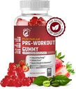 חניכיים טבעיות טהורות לפני עבודה עם Creatine Monohydrate & Green קפה bean לחלץ - אנרגיה, פוקוס, Endurance Boost, Strawberry Flavor, 60 חניכיים