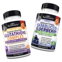 Glutathione Complex with Milk Thistle Extract, ויטמין C & Quercetin + Sambucus Elderberry קפסולות עם Zinc & ויטמין C - Natural Antioxidant Formulas - מקדם Liver & Immune תמיכה