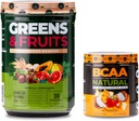 Nutrology Greens & Fruits אבקה-Naturly Sourceed Superfood, Vanilla Cinnamon (30 משרתים) BCAA טבעי, צמחי מבוסס BCAA אבקת, כתום קוקוס פלאמור (30 משרתים)
