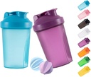 Shaker Bottle Protein Shakes ו 16-Ounce / 400ML Shaker-Bottle with Whisk Balls, Non-BPA פלסטיק (Blue+Purple(2PCS)