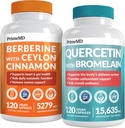 21-in-1 Berberine תוספת עם Ceylon Cinnamon Chromium, Bitter Melon and Green Tea Extract (120 ct) ו 28-in-1 Quercetin עם תוסף ברמליין לתמיכה בחיסון החיסון (120 ct)