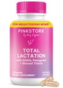 Pink Stork Total Lactation תוסף עבור אספקת חלב אם, אורגני Panugreek ו-Alphalfa כדי לתמוך הנקה, חלב זרימה והפקה, Postpartum Essentials - 60 קפסולות