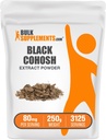 BulkSupplements.com Black Cohosh אבקת - מ Black Cohosh Root, Herbal Supplement - טבעוני וגלוטן חינם, 80 מ"ג לשרת, 250g (Pack of 1)