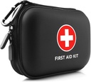 Mini First Aid Kit, 100 Pieces Water-Resistant Hard Shell Small Case - Perfect for Travel, Outside, Home, Office, Camping, Hiking, Car (Black)