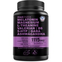 12-in-1 Melatonin Sleep כמוסות - Natural Sleep Aids for Adults with Melatonin 5 מ"ג ומגנזיום Glycinate 500 מ"ג, Sleep Aid with Ashwagandha, L Theanine, Valan Root, GABA, 5HTP (90ct, Pack of 1)