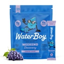 Waterboy Weekend Recovery 3,187 מ"ג אבקת Packets | ג'ינג'ר + L-theanine + ויטמינים | No Sugar, All Natural, Gluten Free | 24 שתו מקל Mixes (Grape)