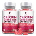 (2 Pack) Calcium Citrate 1200 מ"ג עם ויטמין D3 תוספת חניכיים עבור נשים וגברים, Calcium חניכיים עם ויטמין D3 K2, קיצור גבוה עבור שריר העצם בריא - Peach Flavor - 60 יום אספקת אספקה