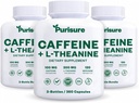 Purisure Caffeine Theanine קפסולות גלולות 100 מ"ג קפאין + 200 מ"ג L Theanine for Pre Workout Energy, ו-Clity Energy Pills for Fatigue, Nootropic, 120 יום אספקה, חבילת 3 3
