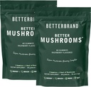 Betterbrand BetterMushrooms Nootropic Gummies - תמיכה טובה יותר לבריאות, פונקציונליות קוגניטיבית, בהירות נפשית עם 10 פונקציונלי Mushrooms - 60 מסטיק - Raspberry Flavor - חבילת של 2