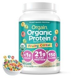Orgain אורגני אבקת חלבון טבעוני, פירותי Cereal - 21g צמחי חלבון מבוסס חלבון, 8g Prebiotic סיבים, נמוך נטו Carb, No Lactose Ingredients, לא תוספת סוכר, non-GMO, עבור Shakes & Smoothies, 2.03 lb Carb, No Lactose Ingredients, לא תוספת סוכר, non-GMO, עבור Shakes & Smoothies, 2.03 lb.