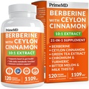 21-in-1 Berberine תוספת עם Ceylon Cinnamon עם Chromium, Bitter Melon ו Green Tea Extract ו Black Pepper לחלץ 5X עבור אנרגיה ומטבוליזם תמיכה עם 5279 מ"ג (120 ct, Pack of 1)