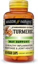 MASON NATURAL Turmeric 500 מ"ג, עם 95% Curcuminoids, תוספת לתמיכה כוללת של בריאות ותמיכה משותפת, 60 קפסולות Veggie צמחית