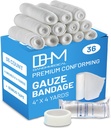 D&H Medical Pack של 36 Gauze Bandage Roll 4 Inches x 4.1 יארדים עם Tape - Gauze Wrap for Wounds Care - Easy to Use Cotton Rolls for Hand Wrap Dressing Ankles & Knees