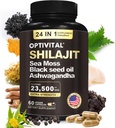 Pure ההימלאיה האורגנית Shilajit for Men & Women Sea Moss, Black Seed Oil, Ashwagandha, Rhodiola & Burdock, גינזנג Cordyceps & Biloba, Nettle & Turmeric (No Fillers) (60 Caps)
