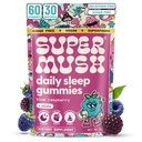 SuperMush Sleep Gummies for Adults - Mushroom תוסף עם Magnesium Citrate, L-theanine, Chaga, Reishi & Chamomile for Deep Sleep, REM & Detox - טבעוני & Sugar-Free - 60 מסטיקנים (30 משרתים)