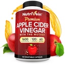 תוספי מזון מזינים Premium Apple Cider Vinegar עם אמא - 1600 מ"ג - 120 Apple Cider Vinegar כמוסות: ACV Pills for Digestion, Keto, ניקוי, ותזונה מאוזנת