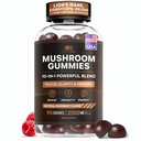 Nutra Mushroom Gummies 2,500 מ"ג - 10in1 Lion's Mane, Reishi, Chaga, Cordyceps & More - Focus, Clarity, Memory, Immunity, Energy - Natural Raspberry Flavor, טבעוני, Made in USA (90 Count)