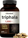 NatureBell Triphala קפסולות תוסף, 1500 מ"ג Per Serve | Made with Organic Amla, Bibhitaki, Haritaki פירות אבקת - תומך בבריאות העיכול - כוח כפול, non-GMO
