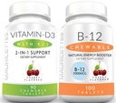 Morttes Chewable ויטמין D3 עם K2 & Chewable ויטמין B12 1000 mcg אנרגיה ו Immune תמיכה Bundle
