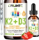 ויטמין D3 K2 טיפות לילדים - אומגה 3, ויטמין E, Calcium, Magnesium & Zinc for Better Absorption - MK7 1000 IU D3 עבור עצמות בריאות, שיניים ותמיכה לב - non-GMO, 2 Fl Oz Oz