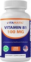 ויטמין Vitamatic B1 (כ Thiamine Mononitrate) 100 מ"ג - 250 טבליות Vegetarian תומך בייצור אנרגיה, מערכת העצבים פונקציות ובריאות הלב *