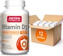 Jarrow Formulas ויטמין D3125 mcg (5000 IU) - 100 משרתים (Softgels) - בריאות העצם, תמיכה כספית ותמיכה של Calcium Metabolism - ויטמין D3 - 5000 IU D (Pack של 12)
