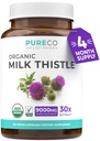 חלבון חלב אורגני של PURE CO USDA - 80% תוספת Silymarin עבור Liver תומך סופר ריכוז 300 מ"ג של 30:1 חלב זהtle לחלץ Liver Detox 120 יום אספקת מזון