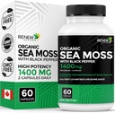 חידוש Actives Sea Mosss Triple-Action Antioxidant Band with BioPerine - Organic Irish Sea Moss 500MG, Bladderwrack 500MG & Burdock Root 400MG ל 2 קפסולות - מיוצר בקנדה - 60 קפסולות