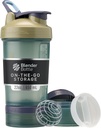 BellerBottle Shaker Bottle with Pill Organer and Storage for Protein, Classic V2 ProStak System, 22-Ounce, Tan