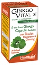 HealthAid Ginkgo Vital 3 – Once-Daily Softgel with Ginkgo Biloba, Siberian Eleuthero & Korean Ginseng | Supports Mental Clarity & Circulation | 30 Softgels
