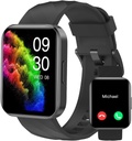 RUIMEN Smart Watches for Men (Answer / Make Calls) תואם לאייפון / Android Phones, 1.85" HD PC Tracker Heart Rate Monitor 100+ ספורט מעקב אחר מים עמידים (שחור)