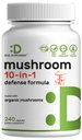 אורגני 10in-1 Mushroom תוסף, 240 קפסולות - Lions Mane, טורקיה Tail, Reishi, Cordyceps & More Mushroom Complex - Immune, Energy & Nootropic Brain Support - Non-GMO