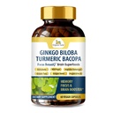 אורגני Veda Jinkgo Biloba Turmeric Bacopa Brain תוסף זיכרון, Mood & Focus עם Ashwagandha - ריכוז, אנרגיה ומוח Booster, תמיכה משותפת בריאה & Circulation - 60 קפסולה טבעונית